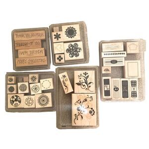 Stampin' Up! Wooden Stationery Stamp Assortment Set Rubber Craft Stamps Cards